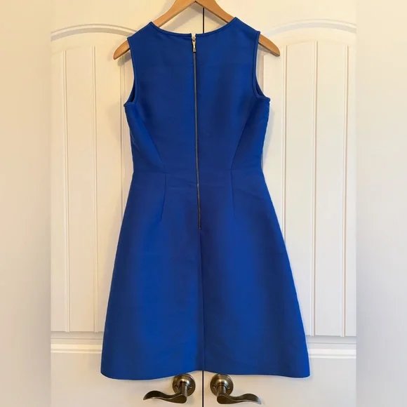 Kate Spade Royal Blue A Line Mini Dress V Neck Gold Zipper Women's Size‎ 4 - Picture 5 of 11